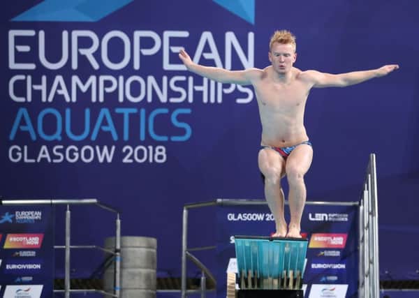 Great Britain's James Heatly during the Mixed Team Diving Final during day five of the 2018 European Championships at the Royal Commonwealth Pool. Pic: PA