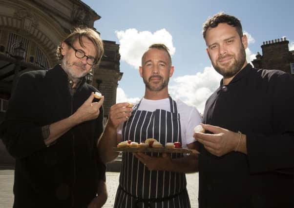 (L-R): Nigel Slater (TV cook, author and journalist); Barry Bryson (Owner of Cater Edinburgh) and James Thompson (Food Director, Nigel Slaters Toast).