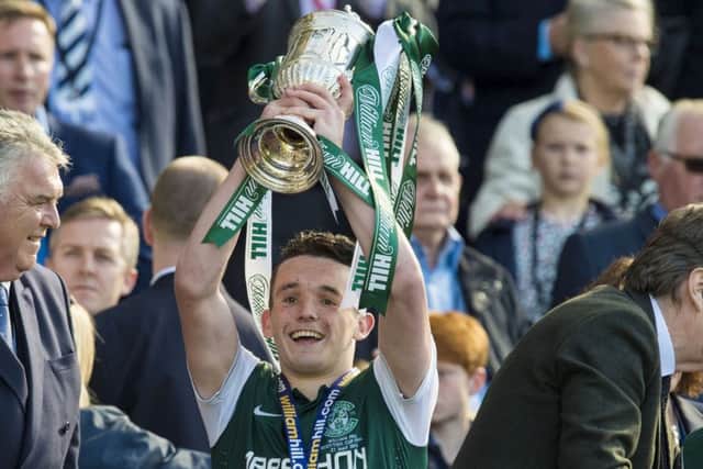 John McGinn lifts the William Hill Scottish Cup in 2016