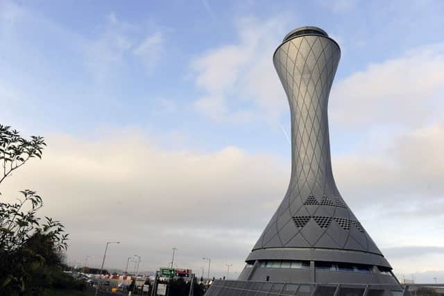 Edinburgh Airport control tower will turn yellow to mark Livingston FC's top flight return. Picture: Michael Gillen