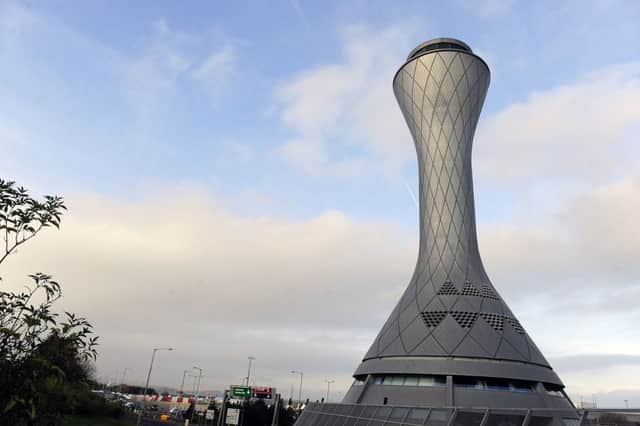 Edinburgh Airport control tower will turn yellow to mark Livingston FC's top flight return. Picture: Michael Gillen
