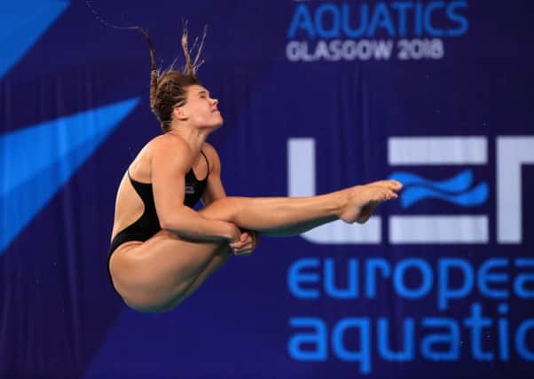 Grace Reid competes during the women's 3m springboard diving on Day ten of the European Championships at the Royal Commonwealth Pool. Picture: Getty