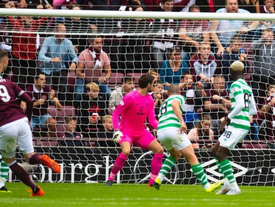 Kyle Lafferty nets the winner against Celtic.