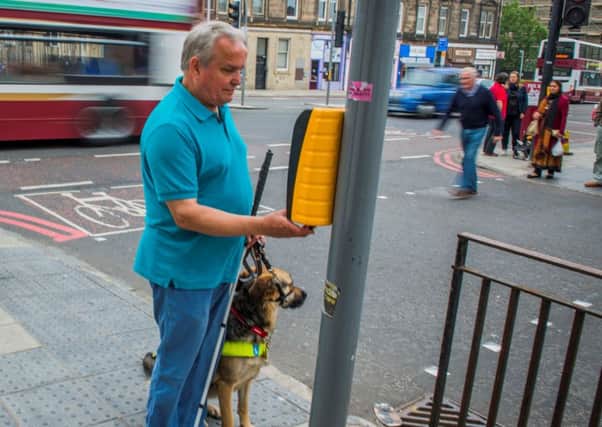 A blind Edinburgh man is helping to promote a nationwide drive to highlight the hazards that people with sight loss face on the street.