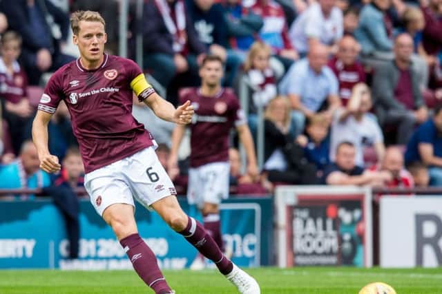 Christophe Berra was injured during Hearts' win over Celtic.