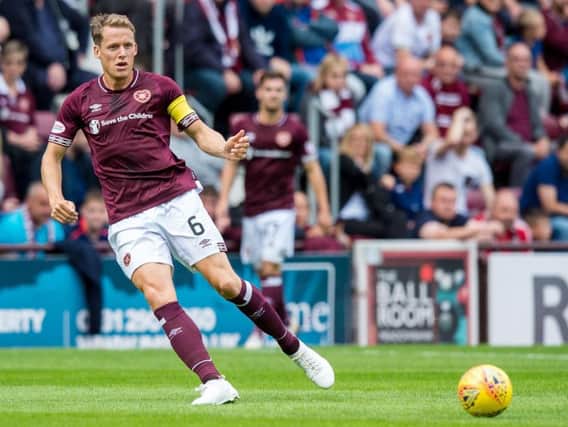 Christophe Berra was injured during Hearts' win over Celtic.
