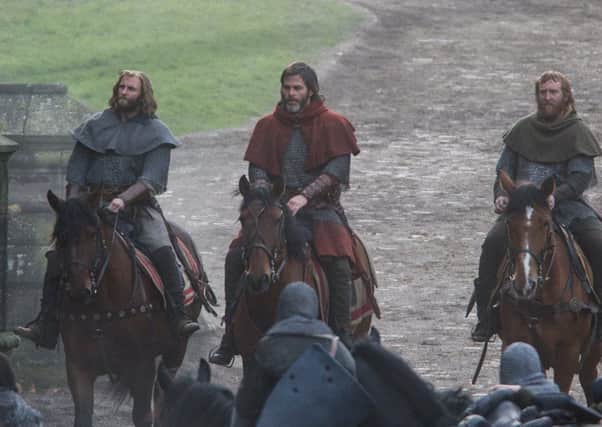 Outlaw King shoot at Glasgow cathedral.  Chris Pine (centre) will play Robert the Bruce. Picture: John Devlin/TSPL