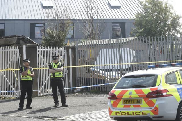 Scene of a garage fire at Moredun Park Street