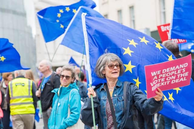 Peoples Vote campaigners at the rally in Festival Square. Picture: Ian Georgeson