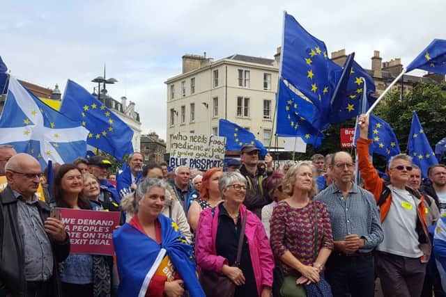 Hundreds of campaigners have attended a rally in Festival Square, Edinburgh as they stepped up demands for a public vote on the final Brexit deal. Picture; PA