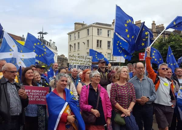 Hundreds of campaigners have attended a rally in Festival Square, Edinburgh as they stepped up demands for a public vote on the final Brexit deal. Picture; PA