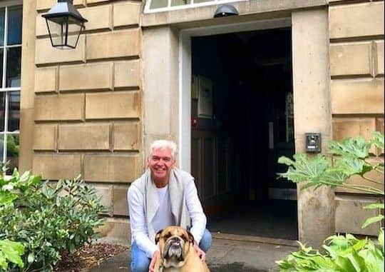 Phillip Schofield outisde of the Raeburn Hotel.