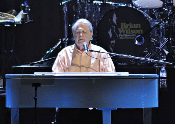 Brian Wilson of the Beach Boys perform as part of the Summer Sessions concerts during the Edinburgh Festival Fringe 2018. The tour coincides with the fiftieth anniversary of the album Pet Sounds. Wilson was joined on stage by his Beach Boys bandmate Al Jardine.