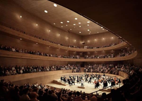 New artist impressions of The Impact Centre - the proposed concert hall behind St. Andrew Square