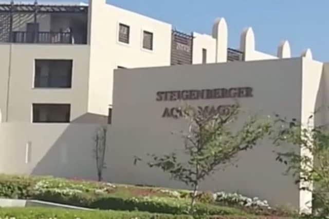 The exterior of the Steigenberger Aqua Magic Hotel in Hurghada, Egypt. Tour operator Thomas Cook is evacuating all of its customers from the hotel in Egypt's Red Sea resort