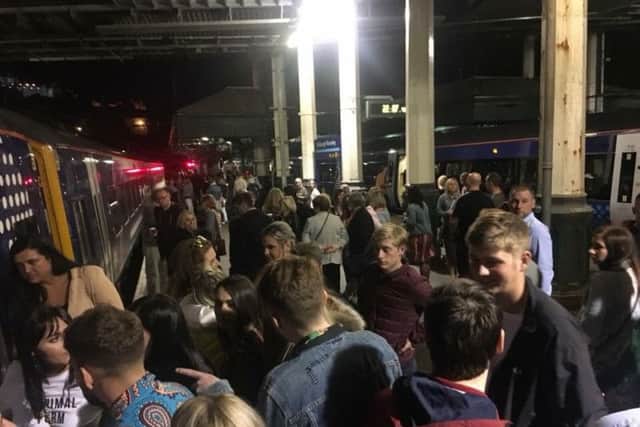 Passengers left stranded at platforms at Edinburgh Waverley station due to overcrowded trains last night. Picture: Scott McCartney