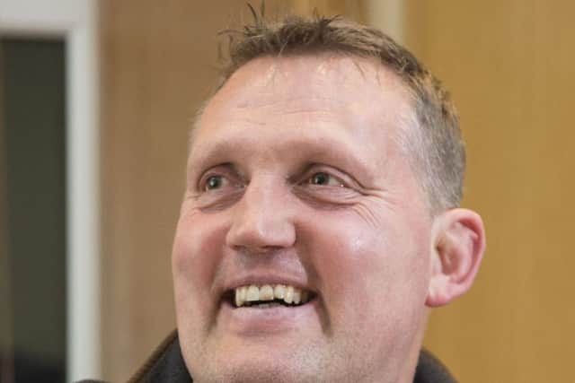 Former Scottish Rugby player Doddie Weir interviewed by Aidan Smith at his farm near Galashiels.