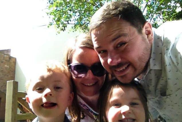 Ali Payne - with her late husband Jude - and their two small children. Picture: Contributed