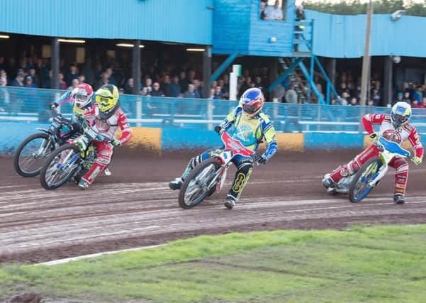 Richie Worrall, left, and Josh Pickering, centre, battle with Glasgow's  Paul Starke and Chris Harris