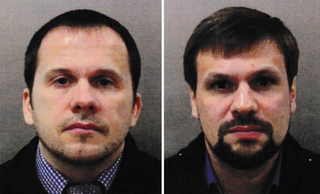 Undated handout photo issued by the Metropolitan Police of Alexander Petrov, left, and Ruslan Boshirov. Picture: Metropolitan Police/PA Wire