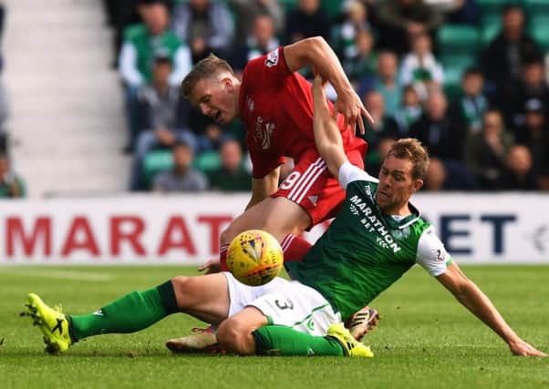Steven Whittaker was a standout for Hibs in midfield against Aberdeen, and he even ended up filling in as a centre-back