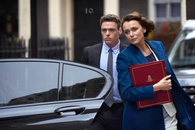 BBC One series Bodyguard stars Keeley Hawes and Richard Madden. Picture: BBC