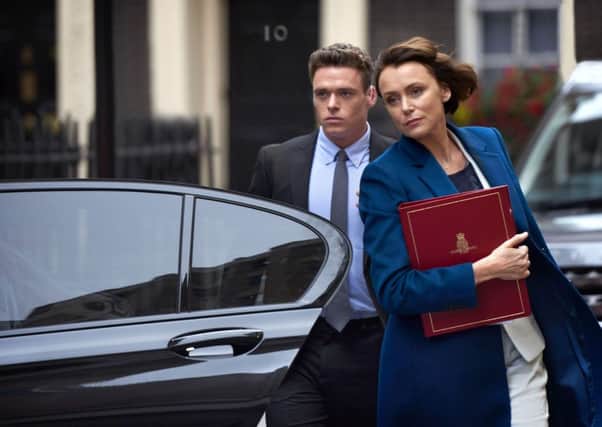 BBC One series Bodyguard stars Keeley Hawes and Richard Madden. Picture: BBC
