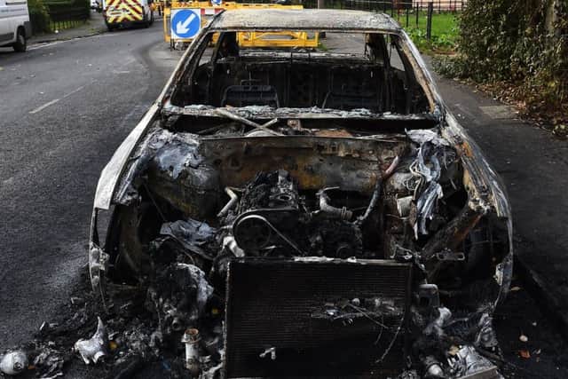 Damage to a car at Craigentinny in Edinburgh. Picture: TSPL/Lisa Ferguson