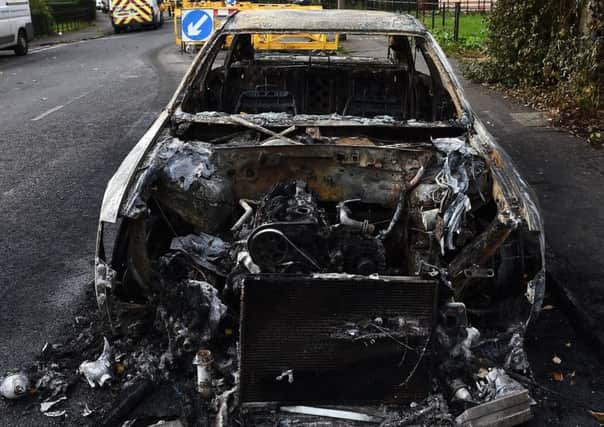 Damage to a car at Craigentinny in Edinburgh. Picture: TSPL/Lisa Ferguson