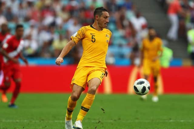 Mark Milligan in action for Australia at the 2018 World Cup. The Socceroo has been cleared to join up with his new team mates. Picture: Getty Images