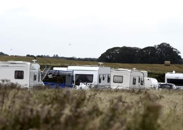 Travellers occuply a strip of land at Skateraw. Picture: Lisa Ferguson