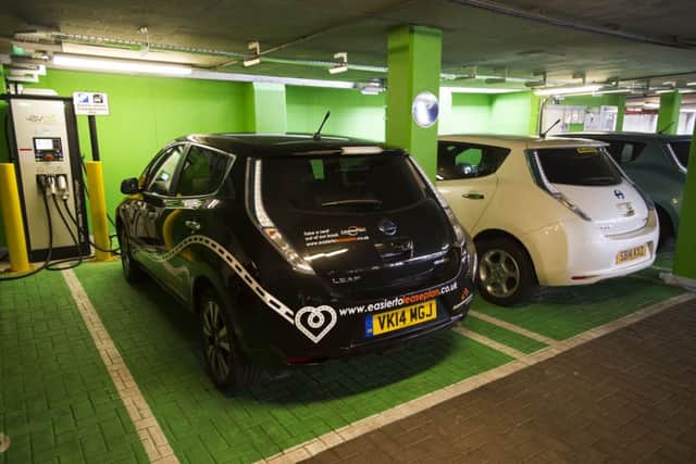 New car electric charging stations installed in the car park at FountainPark.