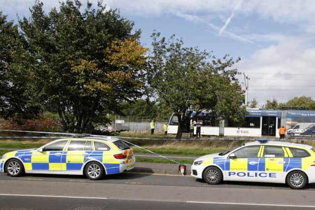 The tram accident in Saughton where a person was killed. Picture: A Linford/TSPL