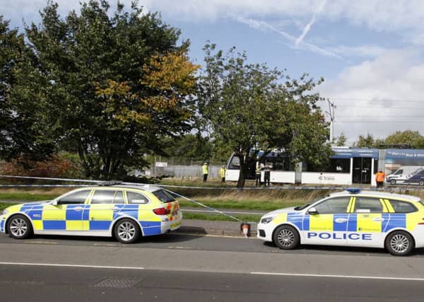 The tram accident in Saughton where a person was killed. Picture: A Linford/TSPL