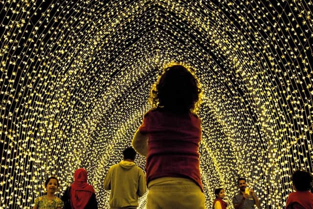 Heavens above...the Cathedral of Light is an immersive installation comprising of more than 100,000 pea-lights.
