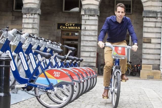 Cyclist Mark Beaumont launched the new bike scheme which aims to encourage more people to take up cycling in Edinburgh. Picture: SWNS