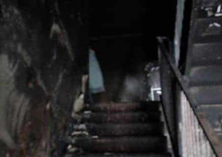 The fire in a Muirhouse stairwell.