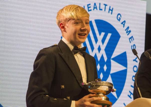 Lucas Thomson recieves the Sir Peter Heatly trophy at the Team Scotland Scottish Sports Awards