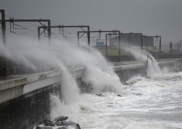 Storm Ali batters the town of Saltcoats, Ayrshire, Scotland, as high winds and rain are expected throughout Scotland over lunchtime. September 19, 2018. Picture: SWNS