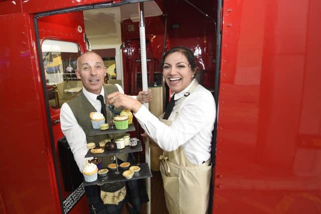 The Vintage Red Bistro Bus offers afternoon tea with a difference. Picture: Greg Macvean