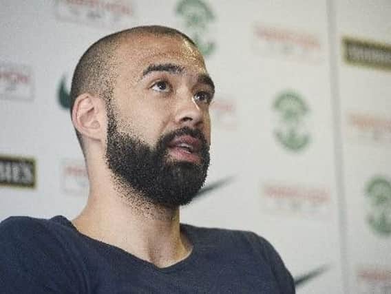 Liam Fontaine speaking to the media after signing a contract with Hibs. Picture: Greg Macvean