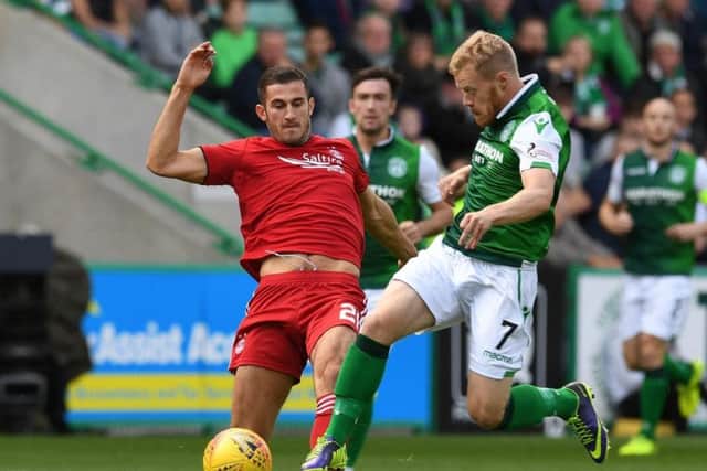 Hibs will host Aberdeen at Easter Road tonight in the Betfred Cup quarter-final. Picture: TSPL