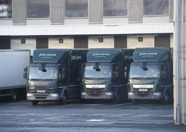 Lorries outside the former John Lewis depot on Bonnington Road. Picture: Greg Macvean