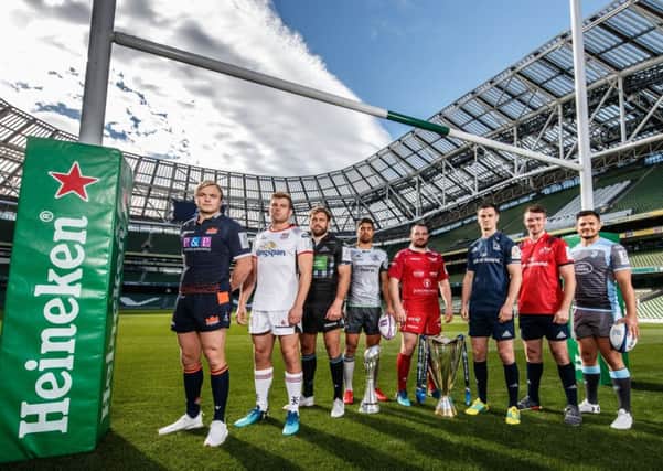 Edinburgh Rugby's Luke Hamilton was joined at the Aviva Stadium by representatives from other Champions Cup hopefuls