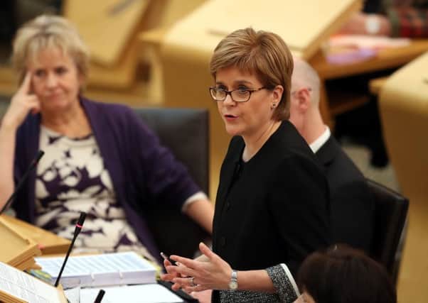 First Minister Nicola Sturgeon during First Minister's Questions at the Scottish Parliament in Edinburgh. Picture: PA Wire