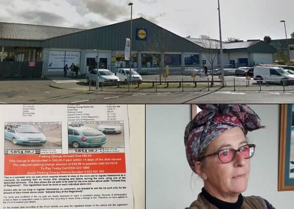 A woman who took on a private parking company that threatened her with a hefty fine after she parked in a supermarket car park has had her charge overturned.