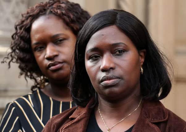Kadijatu Johnson and Adama Jalloh, sisters of Sheku Bayoh, as they speak to the media outside the Crown Office in Edinburgh.  Picture: Andrew Milligan/PA Wire
