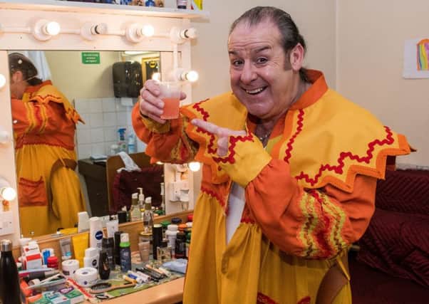 Behind the scenes at The Kings Theatre Panto Jack and the beanstalk, Andy Gray gets prepared for the show