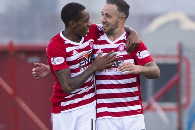 Mickel Miller, left, has been Hamilton Accies' star man so far this season. Picture: SNS
