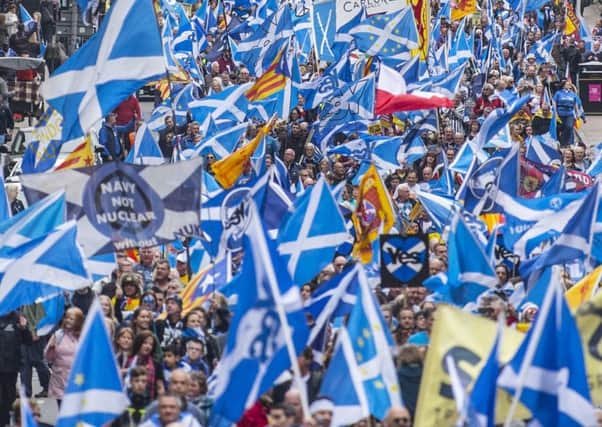 Tens of thousands of people are expected to attend the pro-independence march and rally in Edinburgh today. Picture: John Devlin